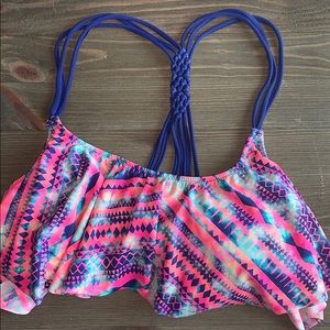 PINK Flounce Bikini Top